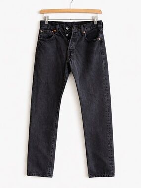 Levi’s 501 Original Straight Jeans Black Wash W28 L32 Button Fly Vintage Fade